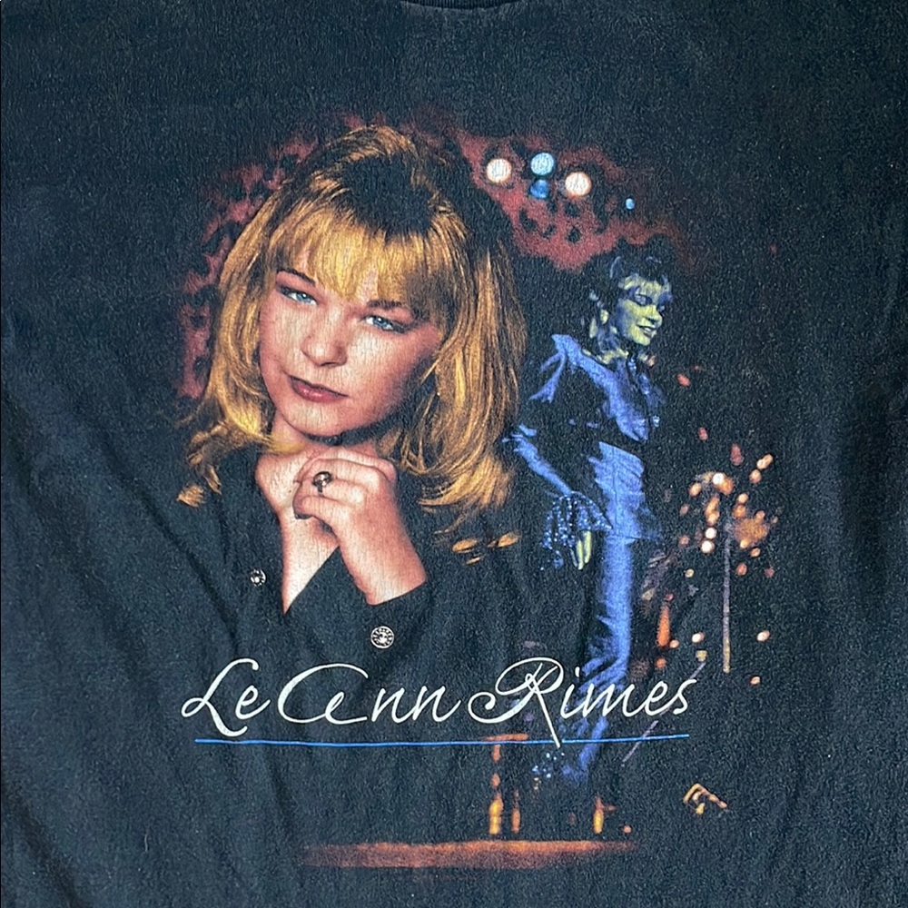 Vintage 90s Leann Rimes Single Stitch Double Sided band tee / size Large